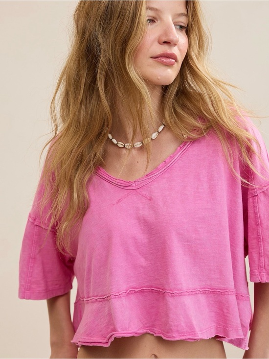 aerie Tops - Aerie Happiest Cropped V Neck T-Shirt NWT